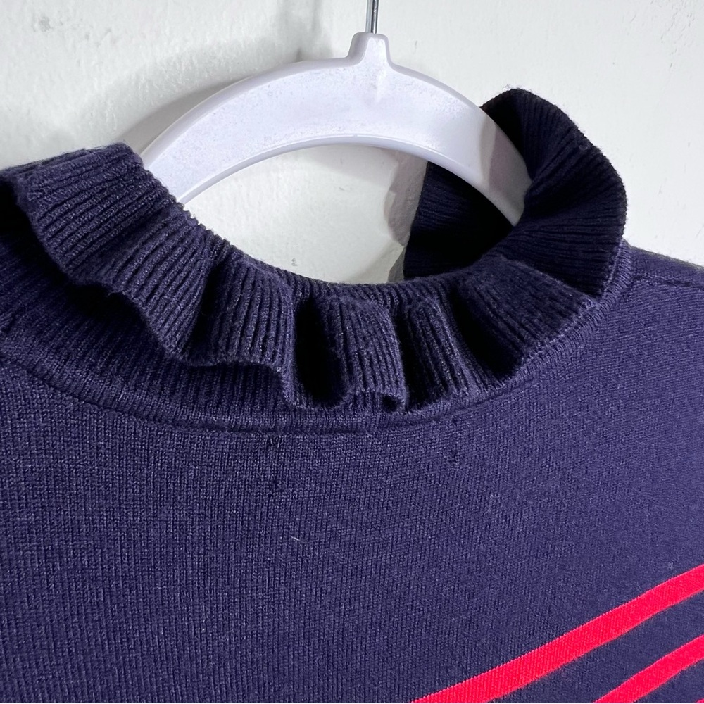 1901 Nordstrom French Striped Mock Neck Knit Dress Navy/Red Size S - Picture 11 of 16